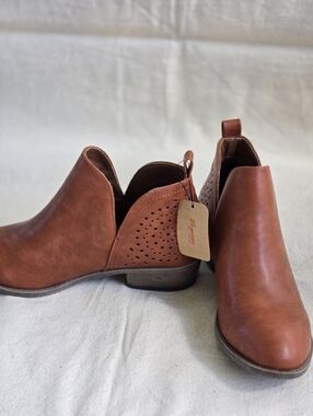 Women's Leatherette Perforated Ankle Booties